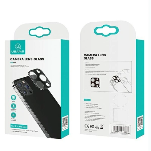Szkło hartowane na aparat USAMS Camera Lens Glass Apple iPhone 12 Pro czarny/black (US-BH704)