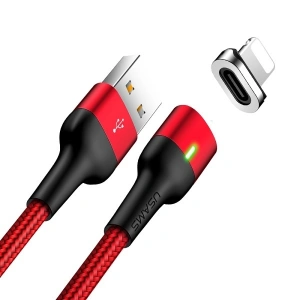 Kabel magnetyczny USAMS U28 USB-A/Lightning 2.4A Fast Charge 1m pleciony czerwony/red (US-SJ326)