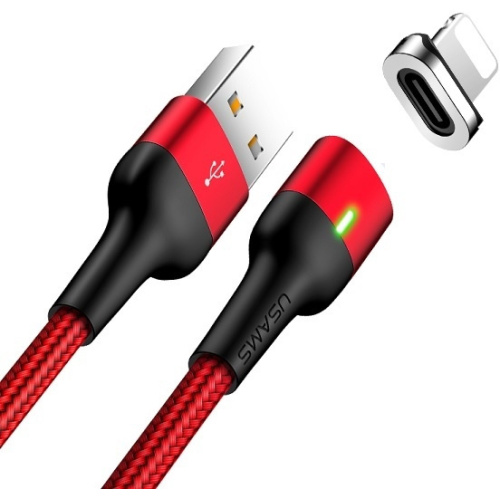 Hurtownia Usams - 6958444965956 - USA953 - Kabel magnetyczny USAMS U28 USB-A/Lightning 2.4A Fast Charge 1m pleciony czerwony/red (US-SJ326) - B2B homescreen
