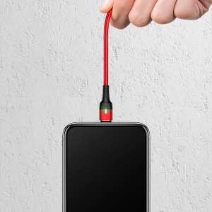 Kabel magnetyczny USAMS U28 USB-A/Lightning 2.4A Fast Charge 1m pleciony czerwony/red (US-SJ326)