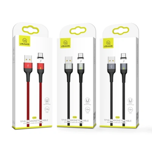 Kabel magnetyczny USAMS U28 USB-A/Lightning 2.4A Fast Charge 1m pleciony czerwony/red (US-SJ326)