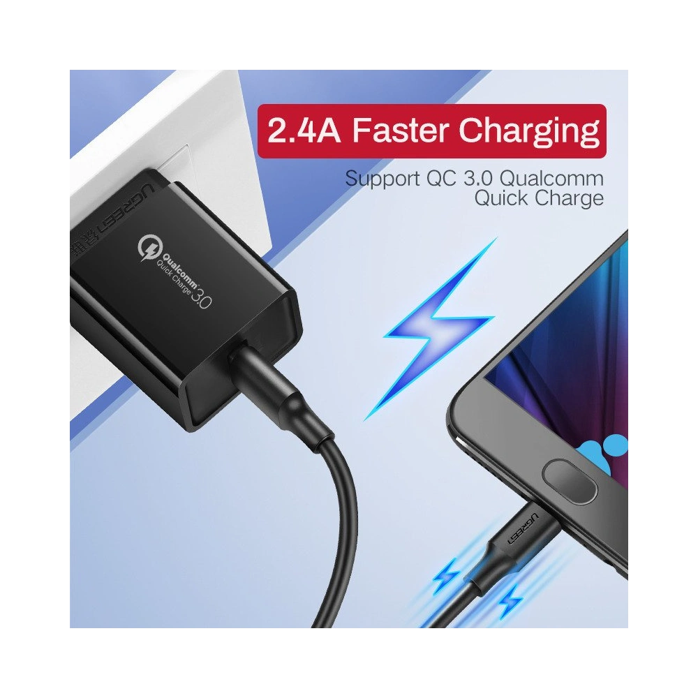 Hurtownia GSM - UGREEN USB-A/microUSB QC 3.0 2.4A 0.25m (fekete) - UGR1555 - {ean13} - Hurt