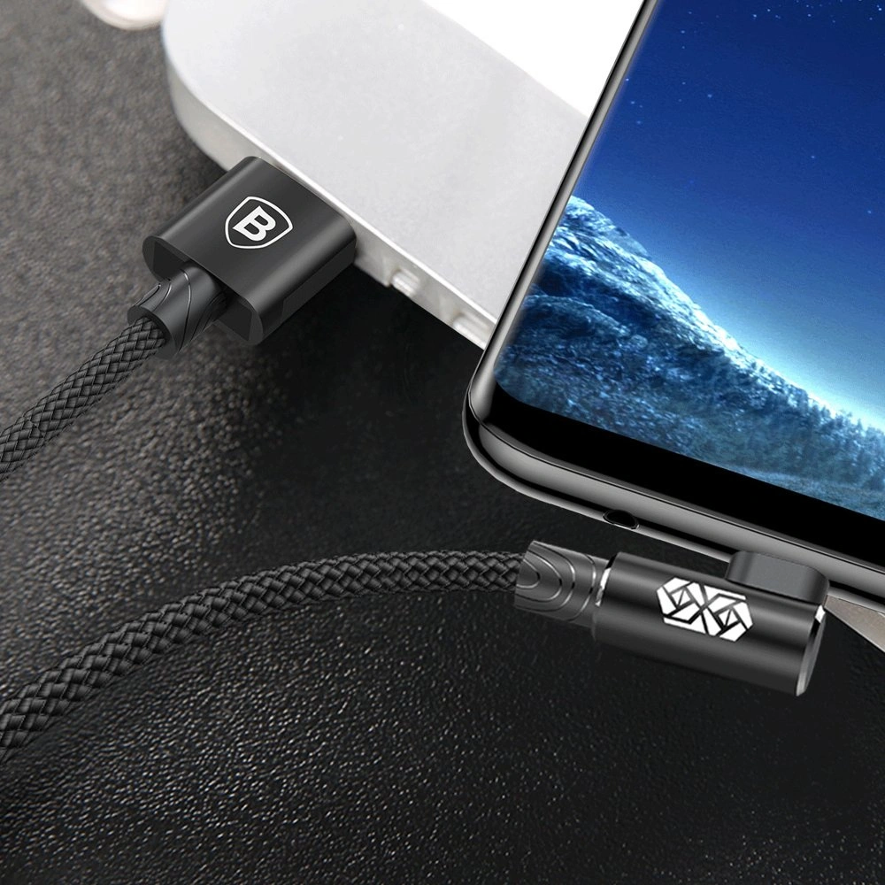Hurtownia GSM - Kabel úhlový Baseus MVP Elbow USB-A/microUSB 2m 1.5A černý - BSU4109 - {ean13} - Hurt