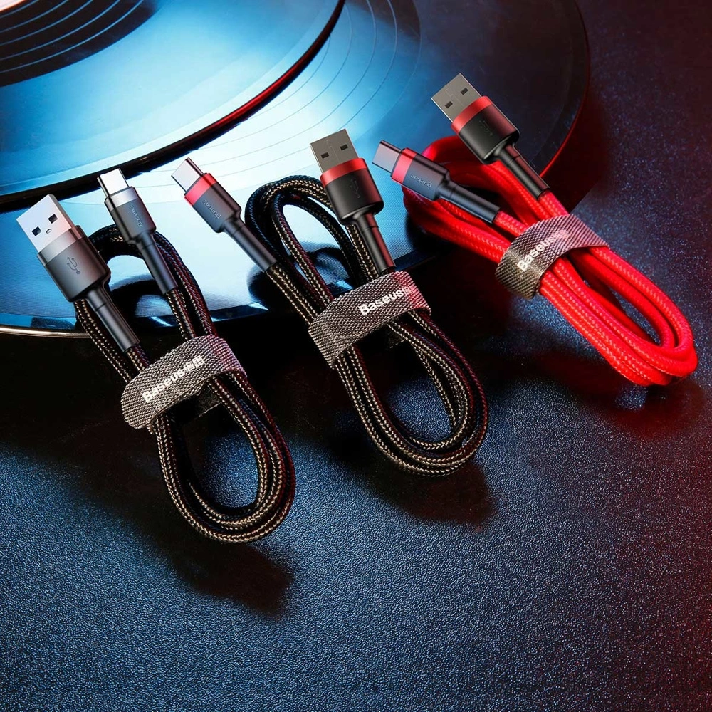 Hurtownia GSM - Kabel Baseus Cafule USB-A/USB-C QC 3.0 2A 2M černo-šedý - BSU268GRYBLK - {ean13} - Hurt