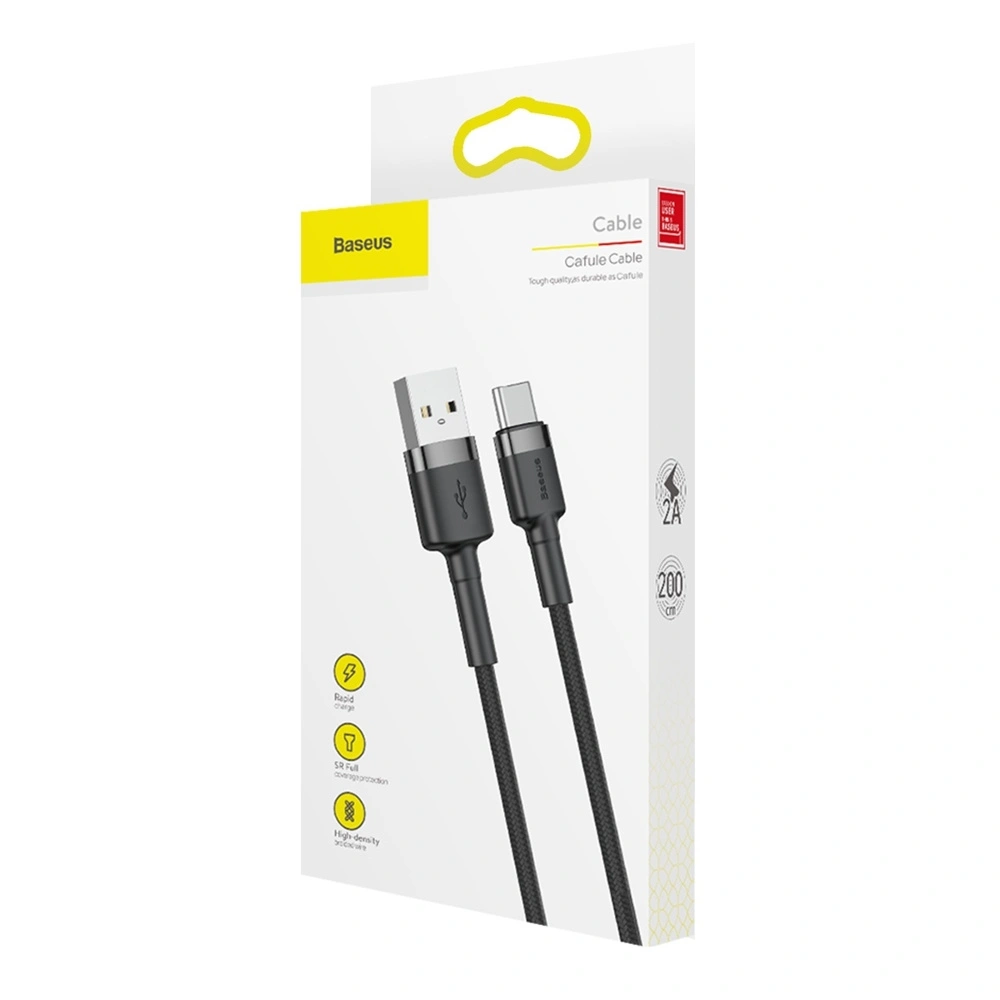 Hurtownia GSM - Kabel Baseus Cafule USB-A/USB-C QC 3.0 2A 2M černo-šedý - BSU268GRYBLK - {ean13} - Hurt