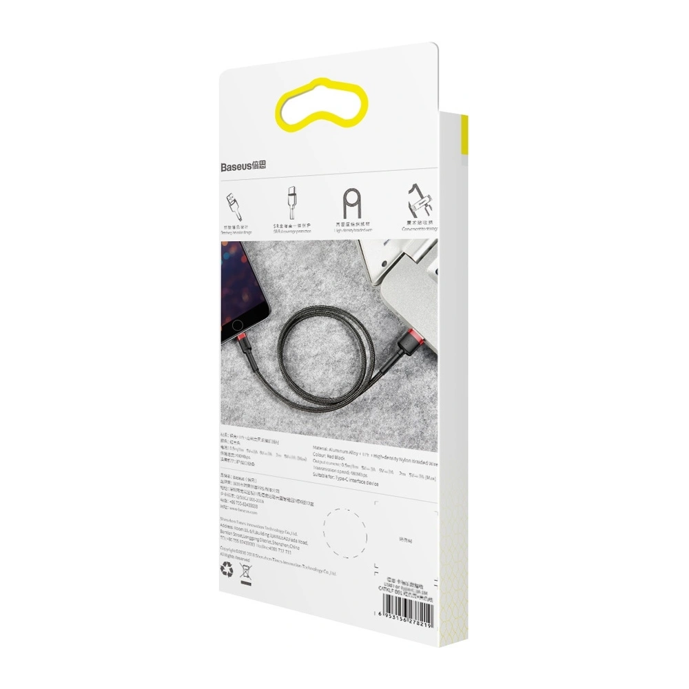 Hurtownia GSM - Kábel Baseus Cafule USB-A/Lightning QC 3.0 1.5A 2M fekete-piros - BSU4114 - {ean13} - Hurt
