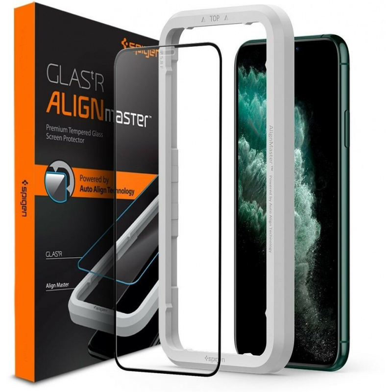 Spigen Distributor - 8809671018312 - SPN878BLK - Spigen GLAS.tR AlignMaster Apple iPhone 11 Pro Max Black - B2B homescreen