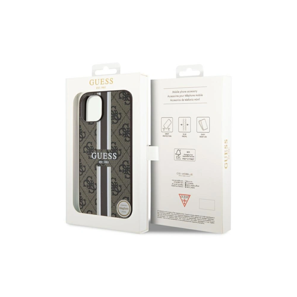 Hurtownia GSM - Etui Guess GUHMP14SP4RPSW Apple iPhone 14 barna/brown hardcase 4G Printed Stripes MagSafe - GUE2568 - {ean13} - Hurt