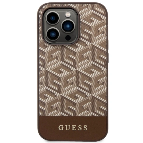 Etui Guess GUHMP14XHGCFSEW Apple iPhone 14 Pro Max brązowy/brown hard case GCube Stripes MagSafe