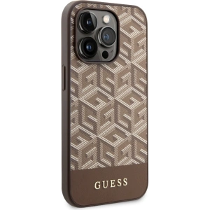 Guess GUHMP14XHGCFSEW Apple iPhone 14 Pro Max brown hard case GCube Stripes MagSafe