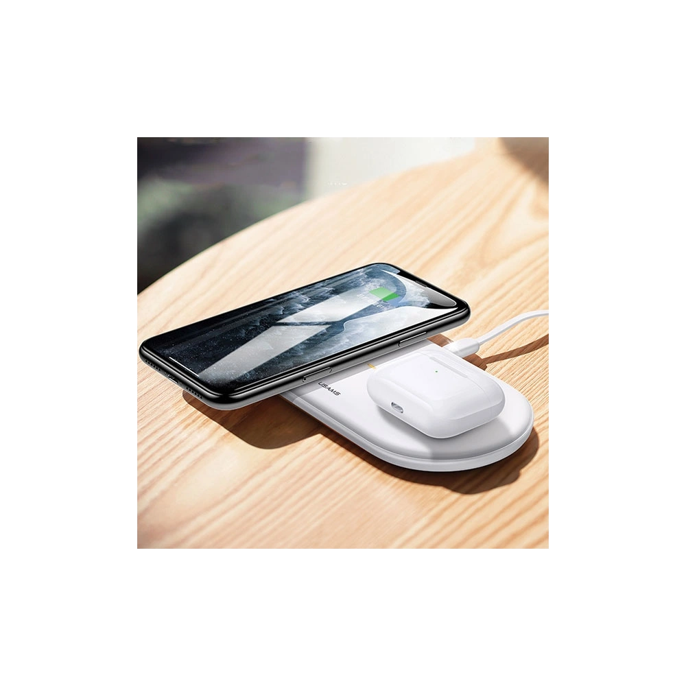 Hurtownia GSM - Încărcător wireless USAMS US-CD120 10W Dual alb/white - USA955 - {ean13} - Hurt