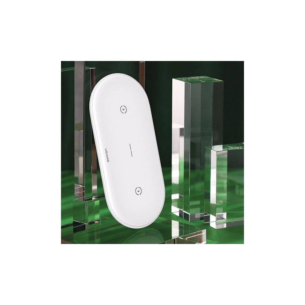 Hurtownia GSM - USAMS US-CD120 10W Dual vezeték nélküli töltő fehér/white - USA955 - {ean13} - Hurt
