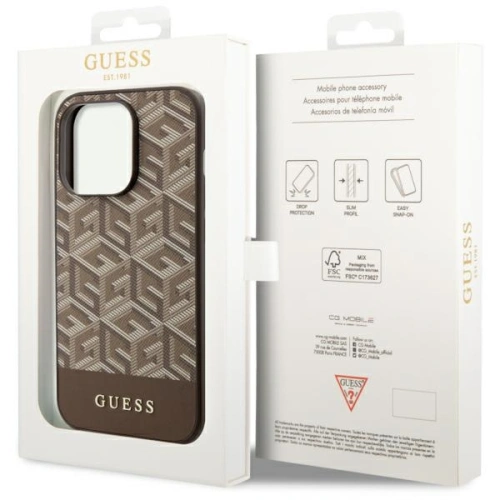 Etui Guess GUHMP14XHGCFSEW Apple iPhone 14 Pro Max brązowy/brown hard case GCube Stripes MagSafe