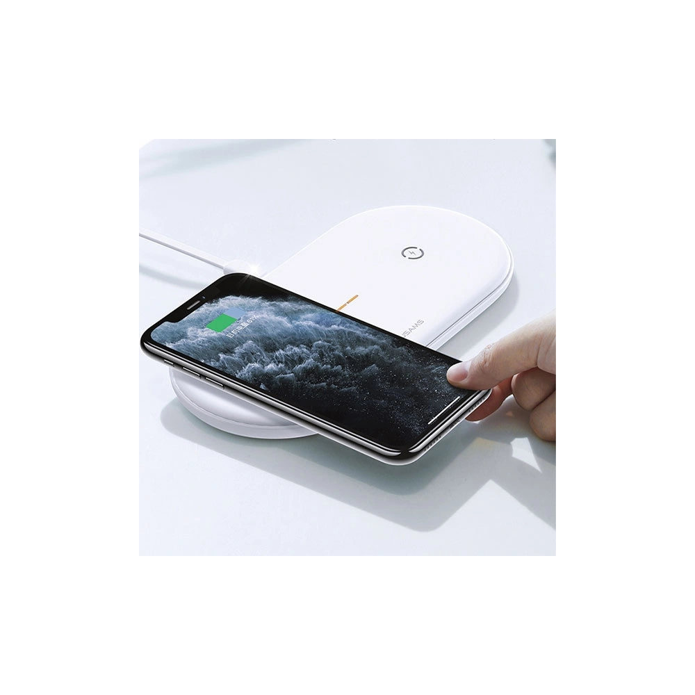 Hurtownia GSM - Încărcător wireless USAMS US-CD120 10W Dual alb/white - USA955 - {ean13} - Hurt