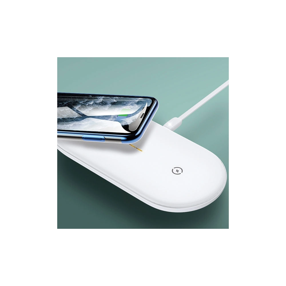 Hurtownia GSM - Încărcător wireless USAMS US-CD120 10W Dual alb/white - USA955 - {ean13} - Hurt