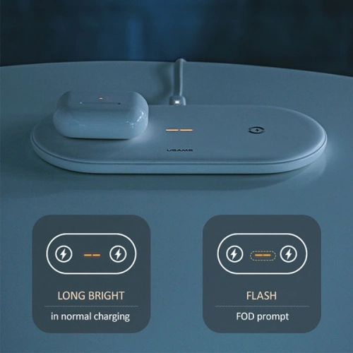 Ładowarka bezprzewodowa USAMS US-CD120 10W Dual biały/white