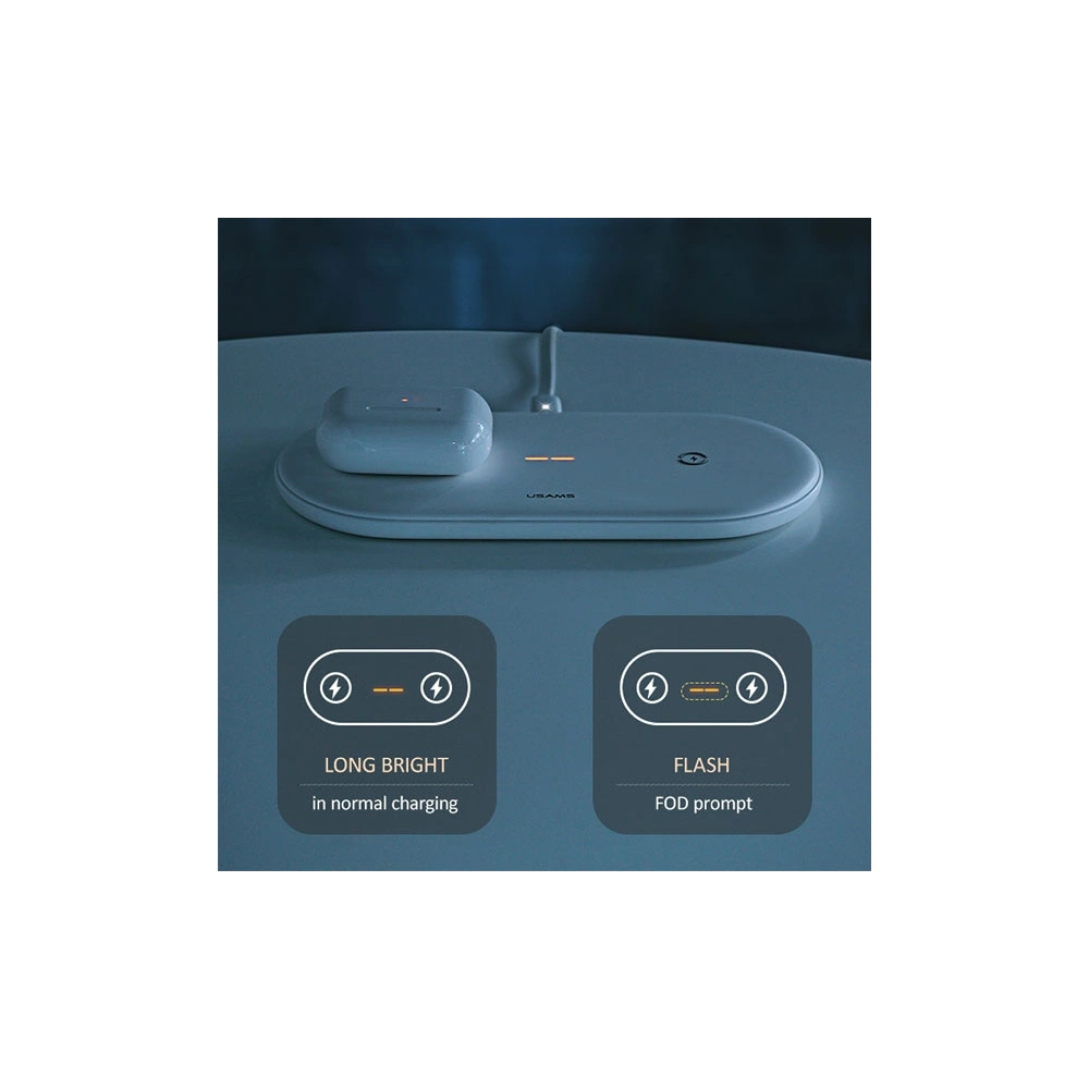 Hurtownia GSM - Încărcător wireless USAMS US-CD120 10W Dual alb/white - USA955 - {ean13} - Hurt