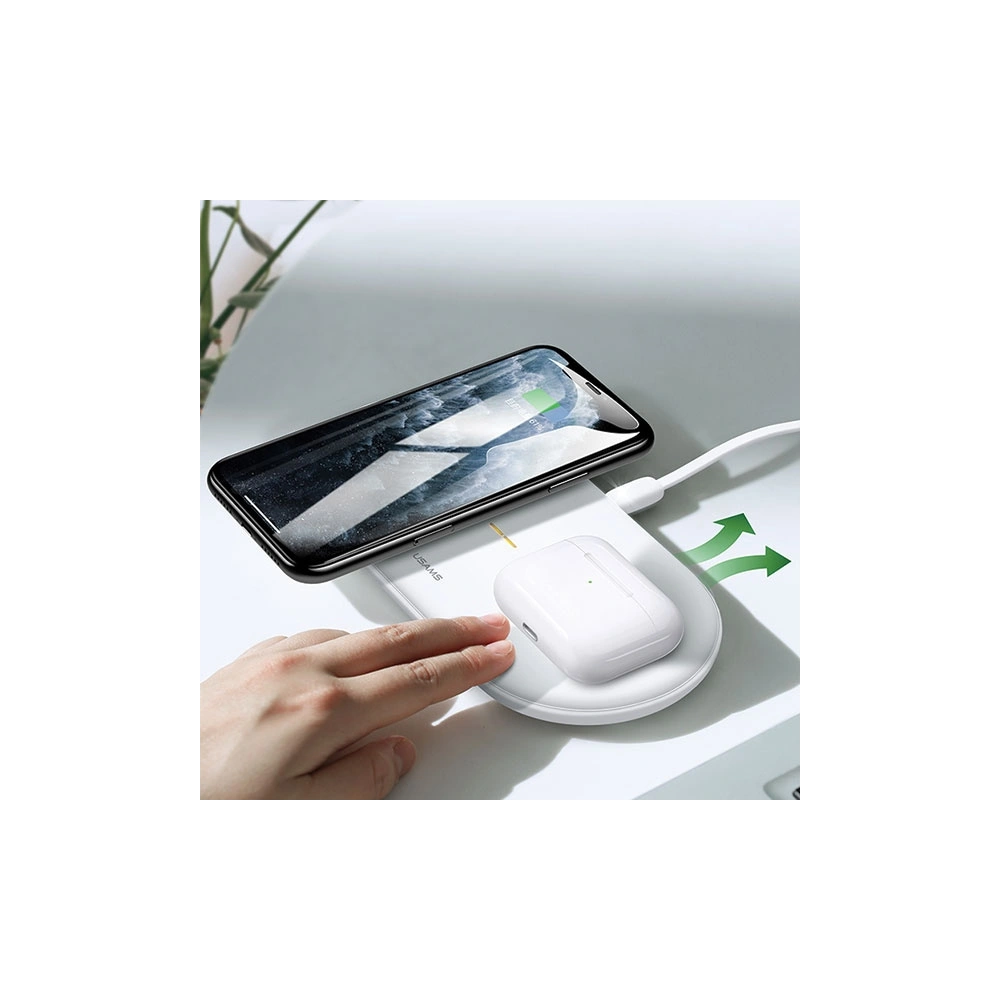 Hurtownia GSM - Încărcător wireless USAMS US-CD120 10W Dual alb/white - USA955 - {ean13} - Hurt