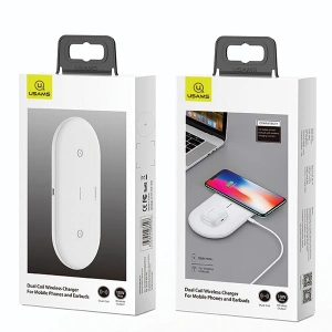 Hurtownia GSM - USAMS US-CD120 10W Dual vezeték nélküli töltő fehér/white - USA955 - {ean13} - Hurt