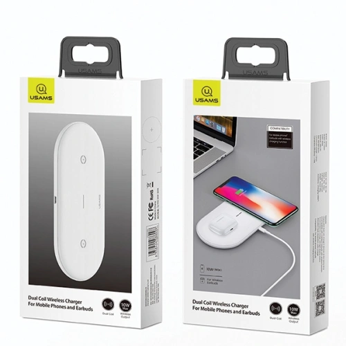 Ładowarka bezprzewodowa USAMS US-CD120 10W Dual biały/white