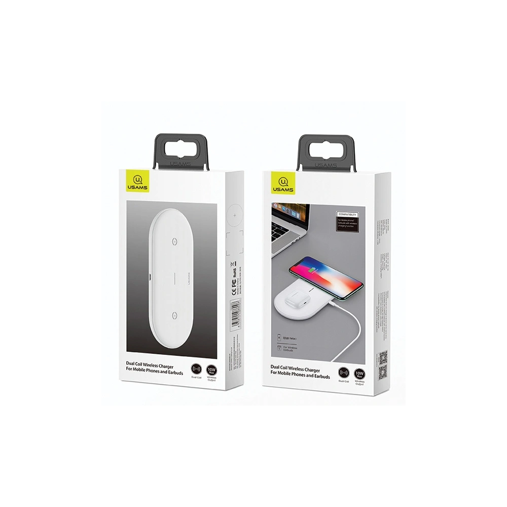 Hurtownia GSM - Bezdrátová nabíječka USAMS US-CD120 10W Dual bílá/white - USA955 - {ean13} - Hurt