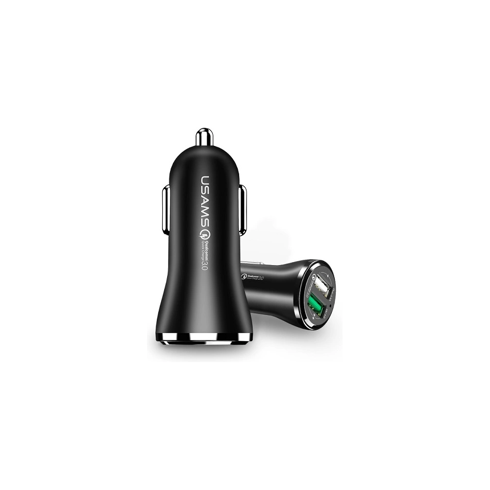 Hurtownia GSM - Încărcător auto USAMS 2xUSB 2,4A QC 3.0 negru (US-CC028) - USA956 - {ean13} - Hurt