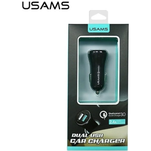 Ładowarka samochodowa USAMS 2xUSB 2,4A QC 3.0 czarny/black (US-CC028)