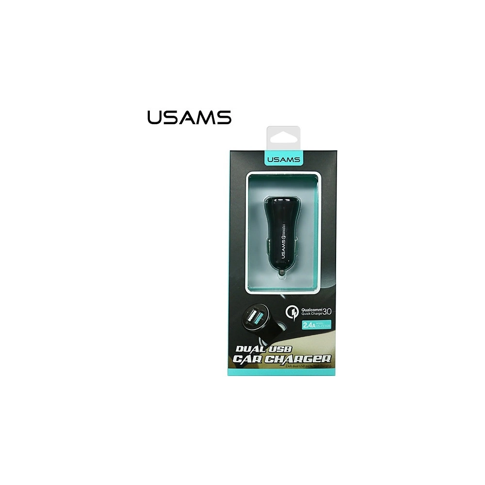 Hurtownia GSM - Automobilová nabíječka USAMS 2xUSB 2,4A QC 3.0 černá/black (US-CC028) - USA956 - {ean13} - Hurt