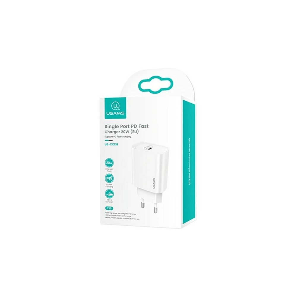 Hurtownia GSM - USAMS T39 USB-C 20W PD 3.0 Schnellladegerät weiß/white (US-CC131) - USA958 - {ean13} - Hurt