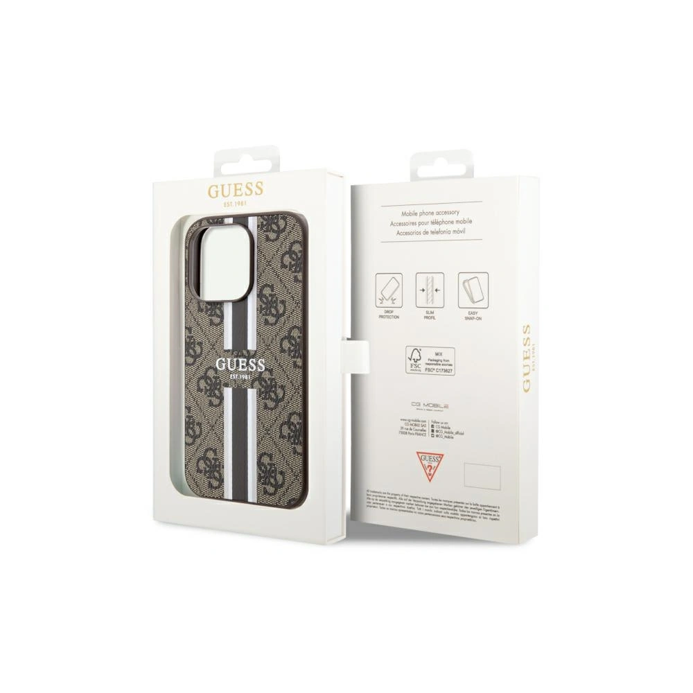Wholesale Guess GUHMP14XP4RPSW Apple iPhone 14 Pro Max brown hardcase 4G Printed Stripes MagSafe - GUE2574 - {ean13} - Hurt