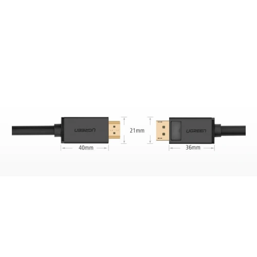 Jednokierunkowy kabel UGREEN DP101 DisplayPort/HDMI 4K 30Hz 32AWG 1,5m czarny