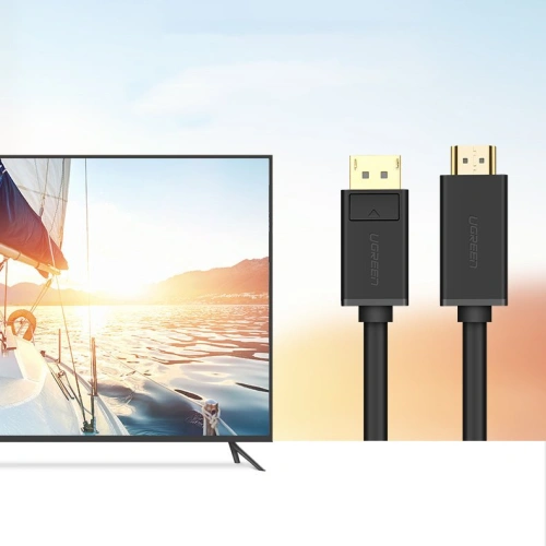 Jednokierunkowy kabel UGREEN DP101 DisplayPort/HDMI 4K 30Hz 32AWG 1,5m czarny
