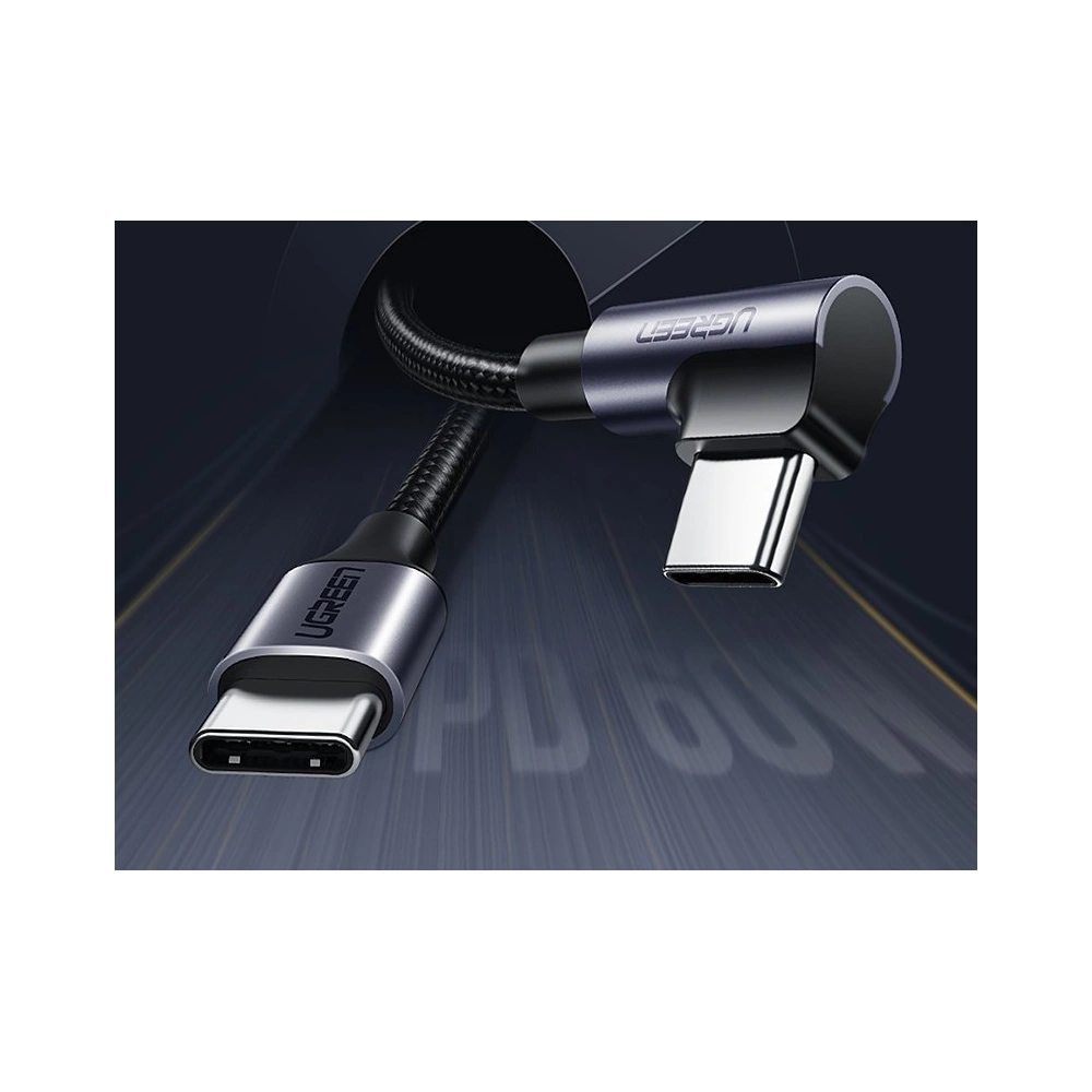 Hurtownia GSM - Úhlový kabel UGREEN US255 USB-C/USB-C Power Delivery 60W 20V 3A 1m černo-šedý - UGR1570 - {ean13} - Hurt