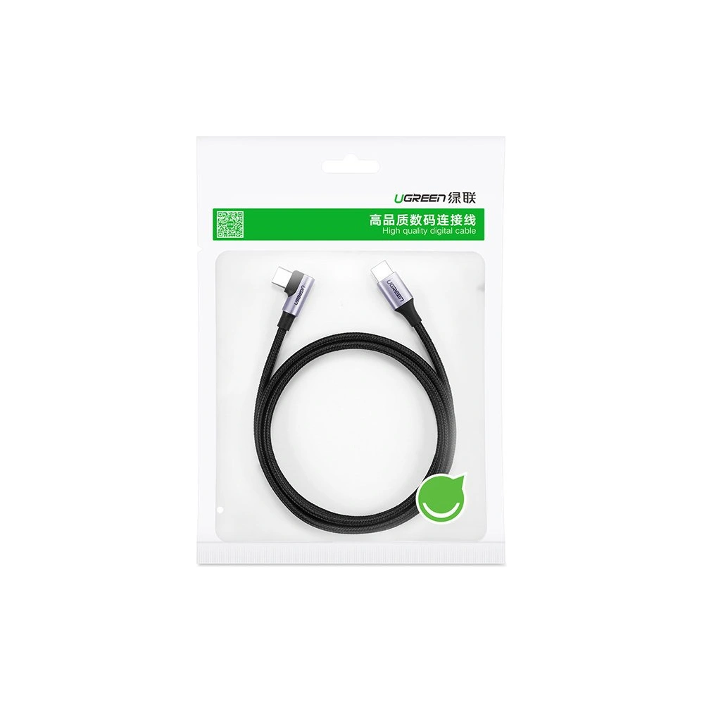 Hurtownia GSM - Cablu unghiular UGREEN US255 USB-C/USB-C Power Delivery 60W 20V 3A 1m negru-gri - UGR1570 - {ean13} - Hurt
