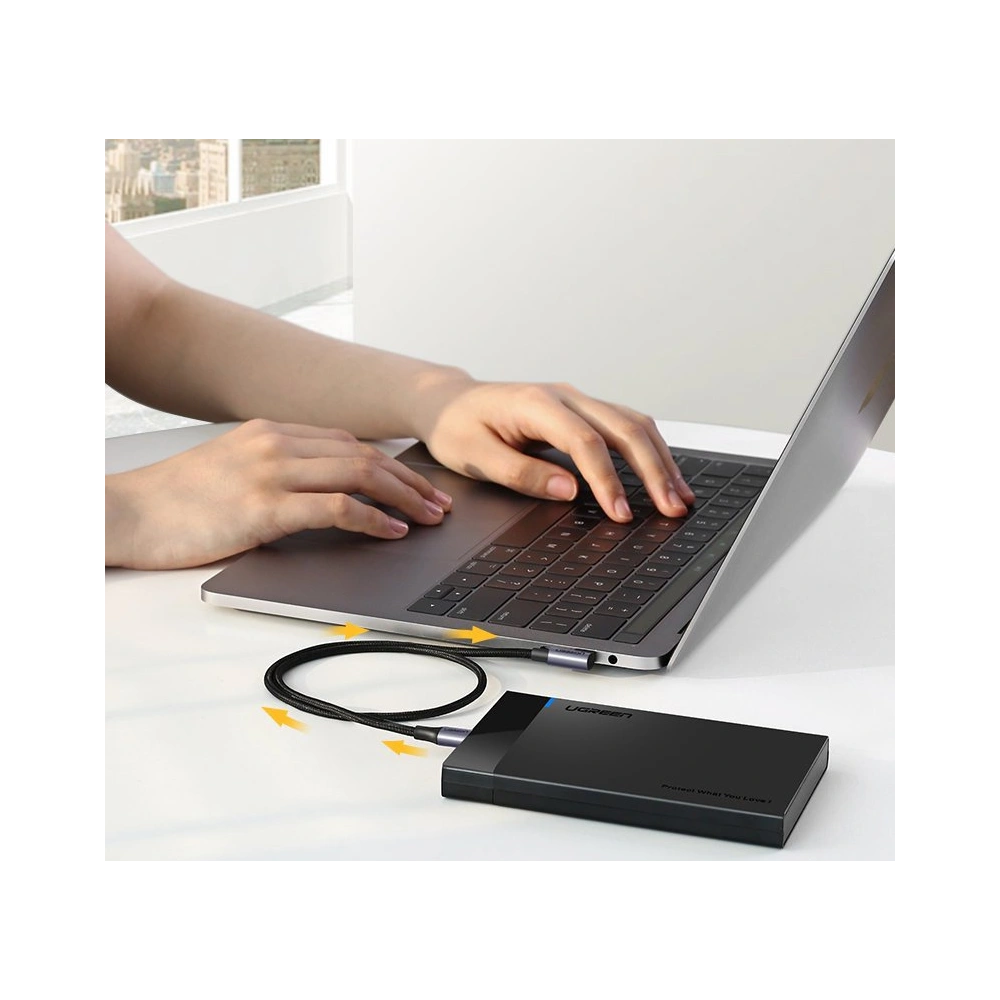 Hurtownia GSM - Cablu unghiular UGREEN US255 USB-C/USB-C Power Delivery 60W 20V 3A 1m negru-gri - UGR1570 - {ean13} - Hurt