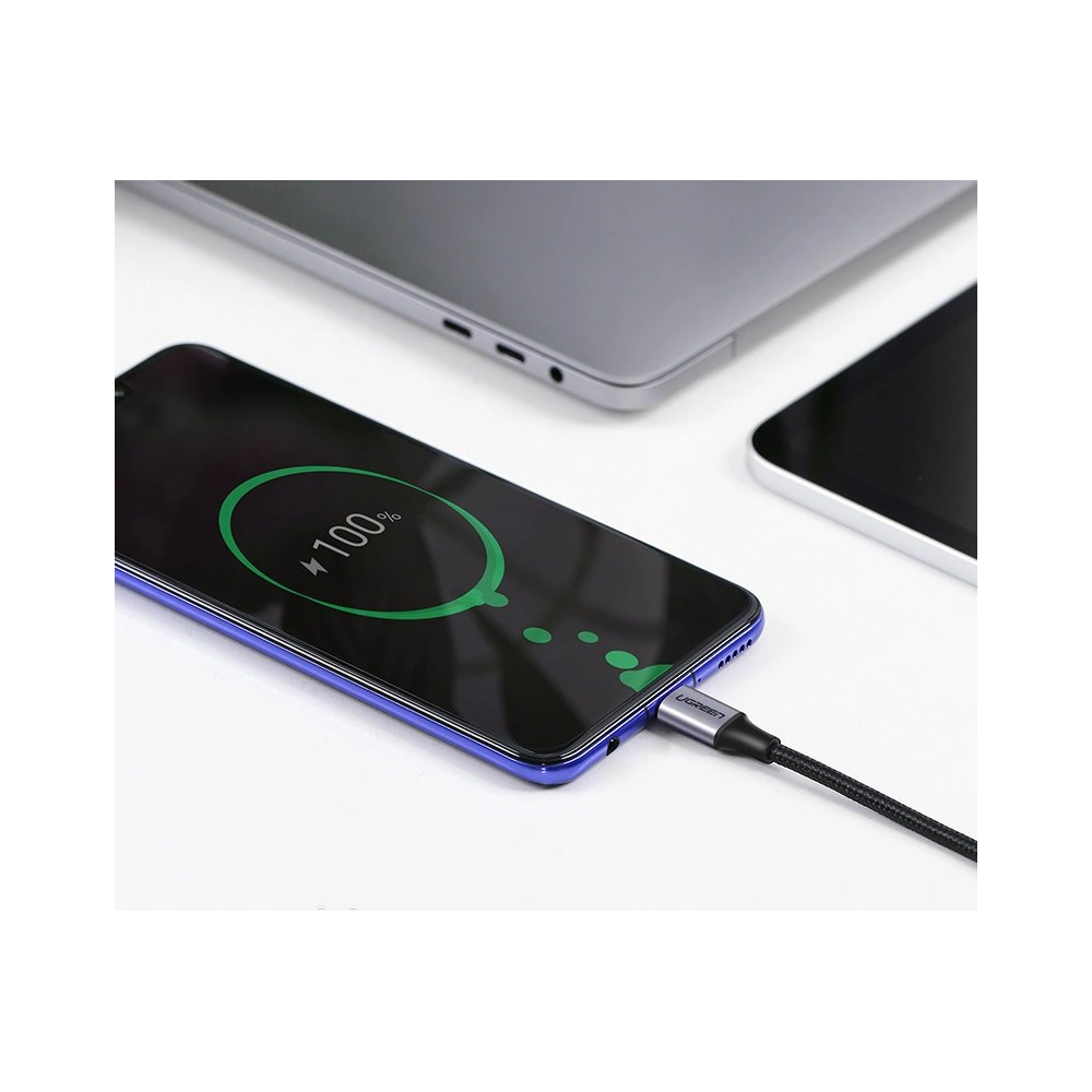 Hurtownia GSM - Cablu unghiular UGREEN US255 USB-C/USB-C Power Delivery 60W 20V 3A 1m negru-gri - UGR1570 - {ean13} - Hurt