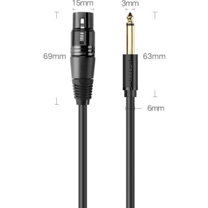 Kabel audio UGREEN AV131 XLR/6,35 mm jack 3m
