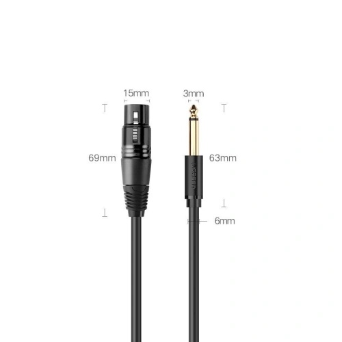 Kabel audio UGREEN AV131 XLR/6,35 mm jack 3m