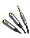 Împărțitor AUX UGREEN AV192 1x masculin 3,5mm/2x feminin 3,5mm 20cm negru