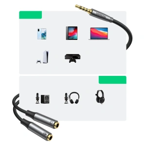 Wholesale UGREEN AV192 AUX splitter 1x 3,5mm/2x 3,5mm 20cm black - UGR1572 - {ean13} - Hurt