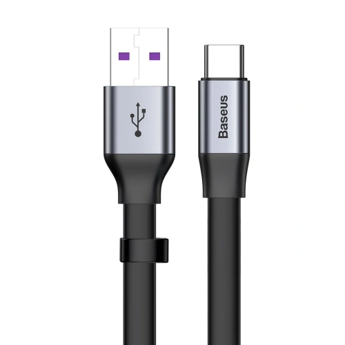 Płaski kabel Baseus Simple USB-A/USB-C SuperCharge 5A 40W Quick Charge 3.0 QC 3.0 23cm szary