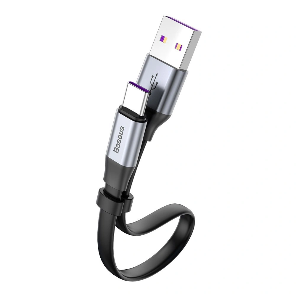 Hurtownia GSM - Cablul plat Baseus Simple USB-A/USB-C SuperCharge 5A 40W Quick Charge 3.0 QC 3.0 23cm gri - BSU4119 - {ean13} - Hurt
