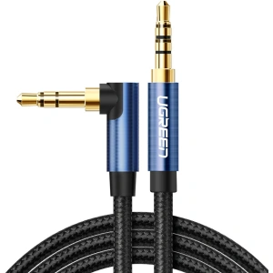 Kabel audio kątowy UGREEN AV112 AUX 2x mini jack 3,5mm 1,5m niebieski