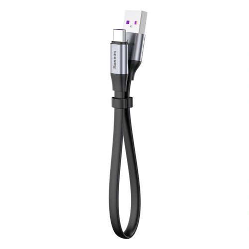 Płaski kabel Baseus Simple USB-A/USB-C SuperCharge 5A 40W Quick Charge 3.0 QC 3.0 23cm szary