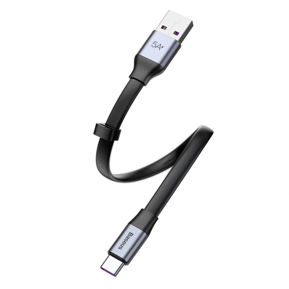 Hurtownia GSM - Płaski kabel Baseus Simple USB-A/USB-C SuperCharge 5A 40W Quick Charge 3.0 QC 3.0 23cm szary - BSU4119 - {ean13} - Hurt