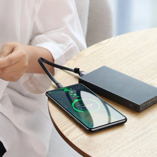 Płaski kabel Baseus Simple USB-A/USB-C SuperCharge 5A 40W Quick Charge 3.0 QC 3.0 23cm szary