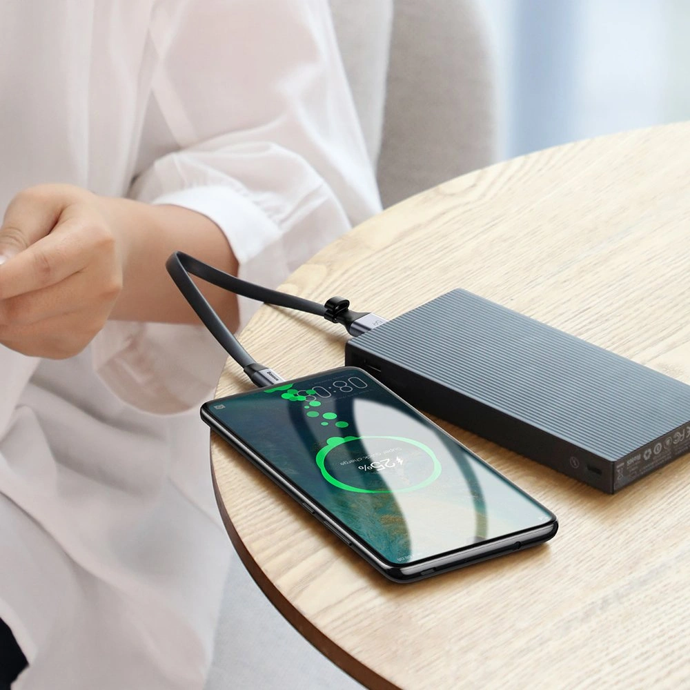 Hurtownia GSM - Cablul plat Baseus Simple USB-A/USB-C SuperCharge 5A 40W Quick Charge 3.0 QC 3.0 23cm gri - BSU4119 - {ean13} - Hurt