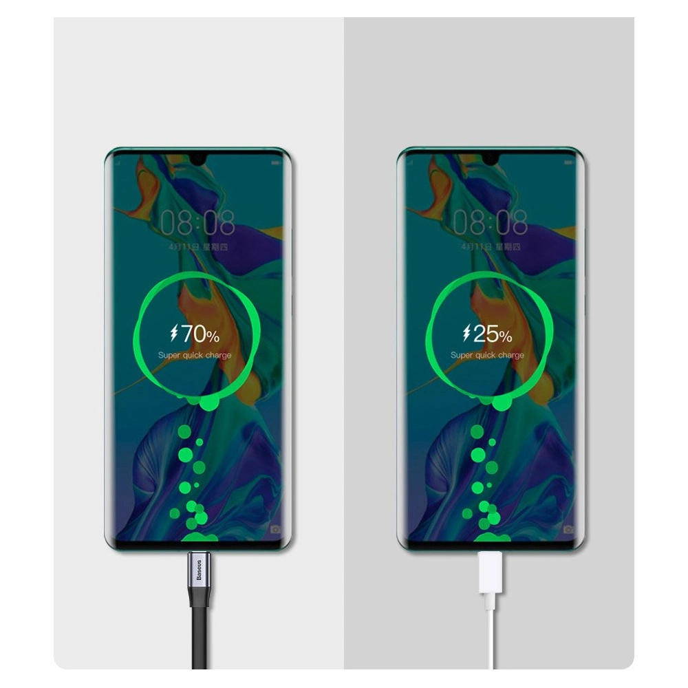 Hurtownia GSM - Cablul plat Baseus Simple USB-A/USB-C SuperCharge 5A 40W Quick Charge 3.0 QC 3.0 23cm gri - BSU4119 - {ean13} - Hurt