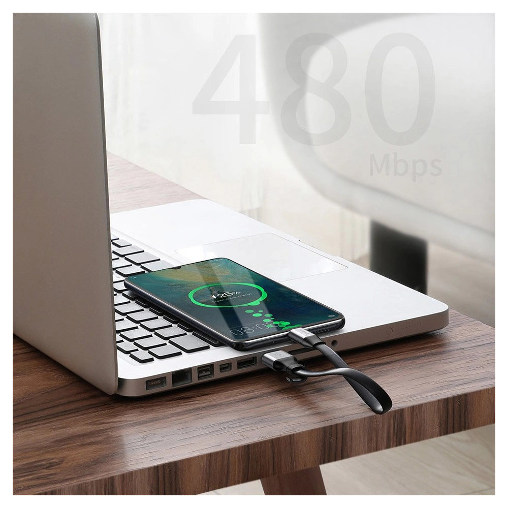 Hurtownia GSM - Cablul plat Baseus Simple USB-A/USB-C SuperCharge 5A 40W Quick Charge 3.0 QC 3.0 23cm gri - BSU4119 - {ean13} - Hurt