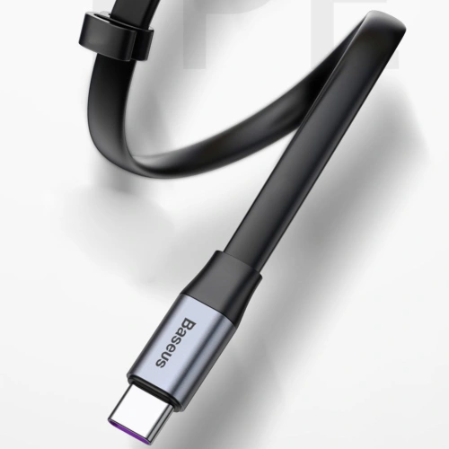 Płaski kabel Baseus Simple USB-A/USB-C SuperCharge 5A 40W Quick Charge 3.0 QC 3.0 23cm szary
